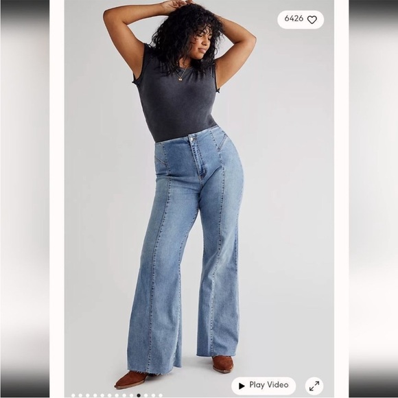 NWT Free People We The Free CRVY Wild Honey Flare wide leg size 35 S hippie boho - Picture 11 of 12